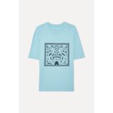 Mudo Erkek Mavi Baskılı Comfort Fit Bisiklet Yaka T-Shirt