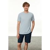 Mudo Erkek Mavi Bisiklet Yaka T-Shirt