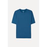 Mudo Erkek Mavi Modal Karışımlı Loose Fit Bisiklet Yaka T-Shirt