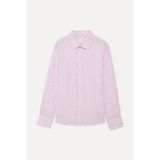 Mudo Erkek Pembe Çizgili Regular Fit Keten Karışımlı Gömlek