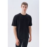 Mudo Erkek Siyah Oversize Bisiklet Yaka T-Shirt