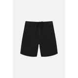 Mudo Erkek Siyah Straight Fit Keten Şort - 46