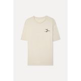 Mudo Erkek Taş Rengi Baskılı Comfort Fit Bisiklet Yaka T-Shirt