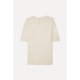 Mudo Erkek Taş Rengi Baskılı Oversize Bisiklet Yaka T-Shirt