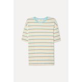 Mudo Erkek Taş Rengi Çizgili Oversize Bisiklet Yaka T-Shirt