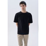 Mudo Erkek Taş Rengi Dokulu Comfort Fit Bisiklet Yaka T-Shirt