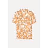 Mudo Erkek Turuncu Desenli Regular Fit Resort Yaka Kısa Kollu T-Shirt