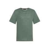 Mudo Erkek Yeşil Bisiklet Yaka Keten T-Shirt