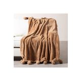 Mudo Home PONPONLU DİZ ÜSTÜ BATTANİYE BEJ 130X160