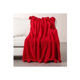 Mudo Home PONPONLU DİZ ÜSTÜ BATTANİYE KIRMIZI 130X160
