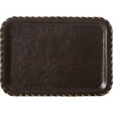 Mudo Home Vıntage Dikdörtgen Tepsi 24X34 cm Koyu Kahve - Kahverengi - RENKSİZ