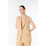 Mudo Kadın Bej Oversize Kolsuz Ceket