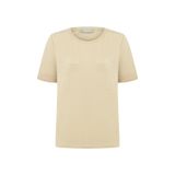 Mudo Kadın Bej Rengi Bisiklet Yaka Keten T-Shirt