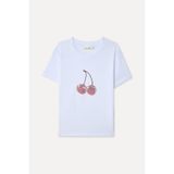 Mudo Kadın Beyaz Baskılı Loose Fit Bisiklet Yaka T-Shirt