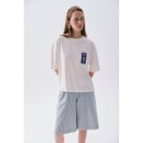 Mudo Kadın Beyaz Nakışlı Bisiklet Yaka T-Shirt