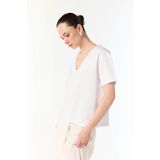 Mudo Kadın Beyaz V Yaka Kısa Kollu T-Shirt