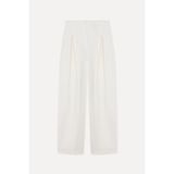 Mudo Kadın Beyaz Wide Leg Keten Pantolon