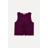 Mudo Kadın Bordo Fitted Bağlamalı Kolsuz Bluz