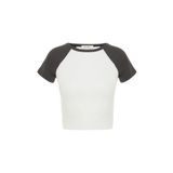 Mudo Kadın Ekru Renk Bloklu Crop T-Shirt