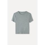 Mudo Kadın Gri Melanj Bisiklet Yaka T-Shirt