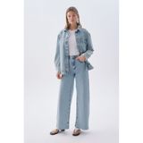 Mudo Kadın İndigo Wide Leg Jean Pantolon