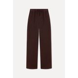 Mudo Kadın Kahverengi Straight Fit Keten Pantolon