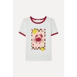 Mudo Kadın Kırık Beyaz Baskılı Bisiklet Yaka T-Shirt