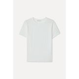 Mudo Kadın Kırık Beyaz Fisto Kumaş Bisiklet Yaka T-Shirt