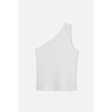 Mudo Kadın Kırık Beyaz Fitted Tek Omuz T-Shirt