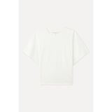 Mudo Kadın Kırık Beyaz Oversize Düşük Kol Bisiklet Yaka T-Shirt