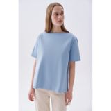 Mudo Kadın Kırmızı Loose Fit Kayık Yaka T-Shirt