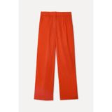 Mudo Kadın Kırmızı Straight Fit Keten Karışımlı Pantolon