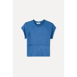 Mudo Kadın Lacivert Fitted Bisiklet Yaka Dikiş Detaylı T-Shirt