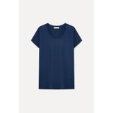 Mudo Kadın Lacivert Fitted Bisiklet Yaka Düşük Kol T-Shirt