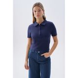 Mudo Kadın Lacivert Fitted Polo Yaka T-Shirt