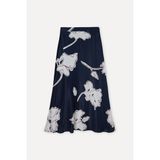Mudo Kadın Lacivert Floral Desenli A Form Midi Etek
