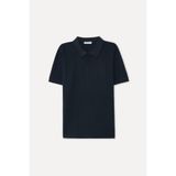 Mudo Kadın Lacivert Jakarlı Polo Yaka T-Shirt