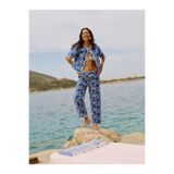 Mudo Kadın Mavi Nakışlı Straight Fit Pantolon