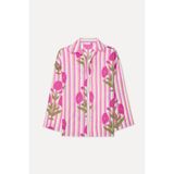 Mudo Kadın Pembe Çizgili Floral Desenli Uzun Kollu Gömlek
