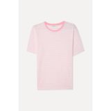 Mudo Kadın Pembe Çizgili Loose Fit Bisiklet Yaka T-Shirt