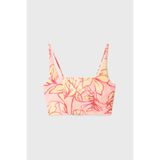 Mudo Kadın Pembe Floral Baskılı Kolsuz Crop Bluz
