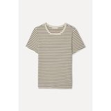 Mudo Kadın Sarı Çizgili Fitted Bisiklet Yaka T-Shirt