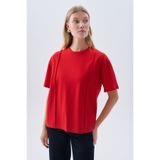 Mudo Kadın Sarı Nervür Dikişli Oversize Bisiklet Yaka T-Shirt