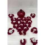 Muensu 12 Adet Bordo Lazer Çiçekli Led Mum, Tea Light, Üç Boyutlu Ledli El Mum, Düğmeli, Işıklı