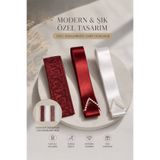 Muensu Kırmızı Beyaz İncili Takı Kurdele Seti ve Bel Kuşağı, Gelin Kemeri, Takı Kurdelesi