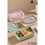 MUF HOME 3 Bölmeli Sefer Tası Beslenme Kabı Okul Spor Kamp İçin Çatal Kaşık Dahil Diyet Yemek Kutusu 1100 ml BPA FREE