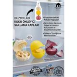 MUF HOME 3'lü Koku Önleyici Limon, Soğan ve Sarımsak Saklama Kabı Seti Kilitli Kapak - Buzdolabı Düzenleyici- BPA İçermez