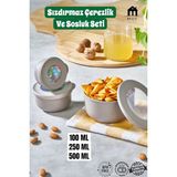 Muf Home 3'lü Şeffaf Pencereli Kahvaltılık ve Çerezlik Saklama Kabı Seti - Bpa Içermez Sızdırmaz Kapak 100ML 250ML 500ML