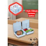 MUF HOME 4 Bölmeli Beslenme Kutusu, Çocuk Kahvaltı Saklama Kabı, Öğrenci Okul ve Piknik Beslenme Çantası