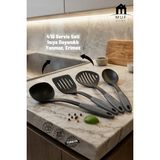 Muf Home 4 Parça Yanmaz Yapışmaz Mutfak Servis Seti - Kepçe, Spatula, Kevgir, Kaşık - Bpa Içermez
